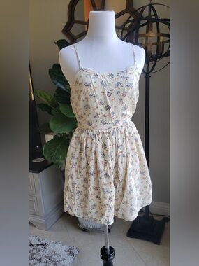 American Eagle Cream Floral Spaghetti Strap Sundress